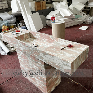 Muebles de Baño Rosados Personalizados, Lavabos de Mármol Natural Rosado Montados en la Pared, <span class=keywords><strong>Lavabo</strong></span> de Mármol - Product Image 6