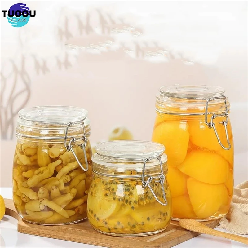 In Stock Wholesale Cheap Wide Mouth Small Canning Jar With Wire Lid Favor Swing Storage Snap Top Air Tight Glass Food Container