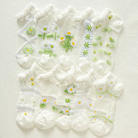 Offre Spéciale Transparent verre soie femmes chaussettes été mince décontracté court cheville chaussettes décontracté Art Floral fleur chaussettes
