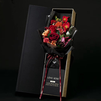 Boîte d'emballage de fleurs en carton rectangulaire de luxe, boîte cadeau pour une seule rose, boîte en papier avec fenêtre transparente