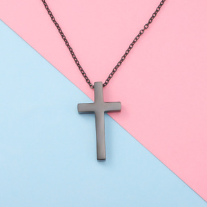 Collier simple en acier inoxydable avec pendentif en forme de croix, chaîne à maillons unisexe, collier de charme pour <span class=keywords><strong>homme</strong></span>, collier de fiançailles 18K - Product Image 3