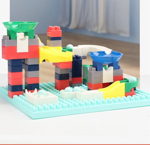 186 Uds. Bloques grandes clásicos STEM juego de ladrillos de juguete 1:6 modelo embudo de juguete tobogán laberinto bolas montaje niños Juego de bloques de construcción mármol - Product Image 6