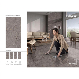 Carreaux de porcelaine polie à motif marbré Vistaar Iris Crema 60x120cm pour intérieurs résidentiels élégants - Product Image 6