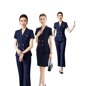 Summer Short Sleeve Work Uniforms For Jewelry Store Beautician Hotel Receptionist Professional Attire With Label Comfortable - Product Image 5