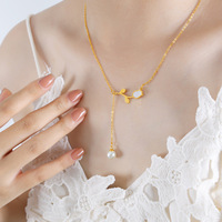 Offre Spéciale blanc coquille de mer fleur forme tulipe fausse perle gland collier titane acier