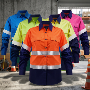 Chemise de travail à manches longues en coton réfléchissant certifiée CE antibactérienne haute visibilité pour les travailleurs du bâtiment - Product Image 4