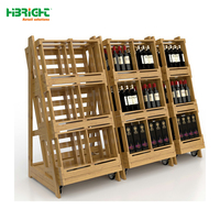 Étagères de présentation de vin en bois rustique personnalisées Highbright pour supermarchés et magasins d'alcool, étagères à grille à 3 niveaux, installation rapide