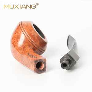Muxiang Wooden Tobacco Pipe Bent Shape Handmade With Filter Men's Smoking Pipe - Product Image 4