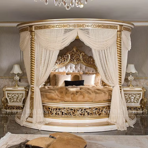 Letto Matrimoniale in <span class=keywords><strong>Legno</strong></span> <span class=keywords><strong>Massello</strong></span> Stile Palazzo Europeo 1,8m Set Camera da Letto di Lusso Stile Villa Francese in Vera Pelle per Camera Padronale Letto Nuziale - Product Image 1