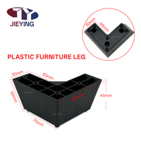 Pieds de canapé en plastique imitation bois noir en forme de L JIEYING, pieds de support de remplacement pour meubles, chaises, armoires et étagères