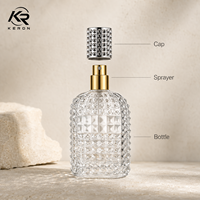Flacon de parfum en verre texturé, flacon transparent pour parfum, bouchon décoratif, OEM ODM, emballage personnalisé, vente en gros
