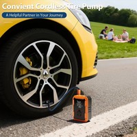 Compresseur d'air portable 7,4 V en ABS pour pneus de voiture avec manomètre numérique, moniteur de pression des pneus, arrêt automatique, pompe d'urgence portative pour