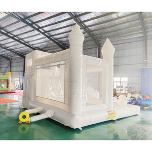 Château gonflable blanc certifié CE en PVC, château gonflable avec toboggan et fosse à balles pour mariage en plein air - Product Image 3