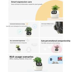 Pot <span class=keywords><strong>de</strong></span> fleurs intelligent transfrontalier à arrosage automatique, réservoir d'eau intelligent, contrôle par application, rechargeable par USB, design en résine plastique, électrique - Product Image 4