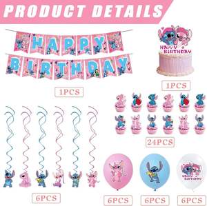 Set de Globos de Látex y Adornos para Pastel con Diseño de Personajes de Dibujos Animados, Stitch y <span class=keywords><strong>Lilo</strong></span>, Color Rosa, para Decoración de Fiestas de Cumpleaños - Product Image 6