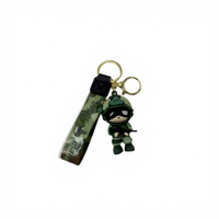 Porte-clés Soldat Mignon en PVC 3D, Figurine de Dessin Animé, Anneau de Clés avec Sangle Tressée, Pendentif de Sac, Support de Clés de Voiture, Décoration Tendance, Cadeau pour Hommes et Garçons