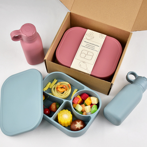 2026 New Arrival Custom Logo Bpa Free Food Grade Children Travel School Kids Dining <b>Water</b> Bottle Silicone Bento Lunch - Product Image 4