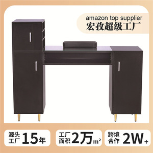 Table de manucure Hongzhi avec plateau en bois noir, poste de travail pour salon de beauté - Product Image 5
