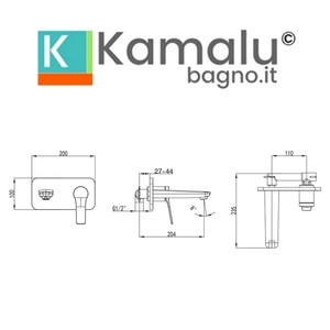 Nico-260L Kamalu Design moderno lavabo miscelatore elettrico e termostatico con finitura nera - Product Image 3