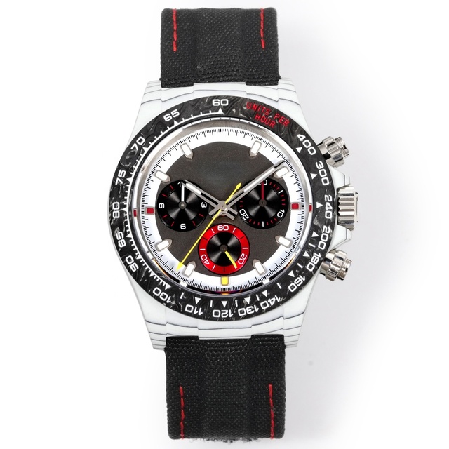 5A Custom Luxury Men's Watch White Carbon Fiber Case Eye-catching Red Sub-dial 4130 Mechanical Watch Sports Chronograph Watch