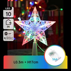 Luz LED decorativa para árbol, 17 cm, funciona con pilas 3AA, colores RGB; ideal para decorar y crear ambientes festivos. - Product Image 1