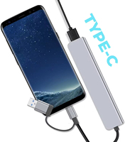 Docking Station Splitter USB Adapter 7-in-1 Tipe-C ke HDMI 5Gbps dari Aluminium Alloy, Laris Terjual untuk Laptop