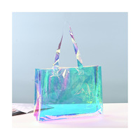 Sac fourre-tout holographique irisé, sac de shopping en PVC transparent imperméable, sac de plage transparent, cadeau personnalisable