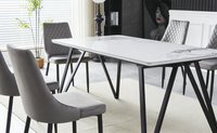 Table de salle à manger, bistrot, bar, café, hôtel, restaurant en pierre frittée, porcelaine, marbre, avec plateau carré ou rond