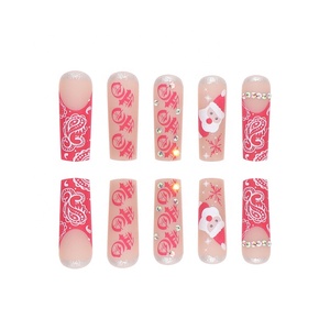 Offre Spéciale noël 24 pièces <span class=keywords><strong>ongles</strong></span> artificiels ensemble bâton adhésif sur <span class=keywords><strong>ongles</strong></span> conseils <span class=keywords><strong>kit</strong></span> <span class=keywords><strong>faux</strong></span> <span class=keywords><strong>ongles</strong></span> courts - Product Image 5