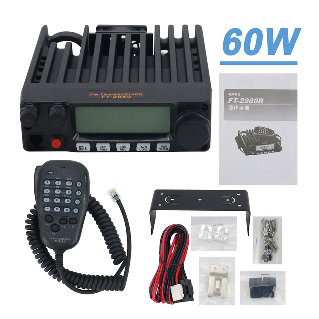 FT-2980R VHF 136-174MHz FM Transceiver 60W Mobile Radio and Marine Radio with 200CH 10KM Communication Range