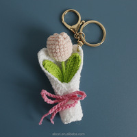 Gantungan Kunci bunga rajut buatan tangan lucu liontin buket bunga Tulip gantungan kunci bunga Crochet