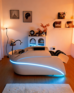 Fauteuil de lavage <span class=keywords><strong>électrique</strong></span> rotatif de luxe moderne pour salon de coiffure, <span class=keywords><strong>lit</strong></span> de massage pour spa capillaire, chaise de lavage allongée, thérapie capillaire, 2 moteurs - Product Image 4
