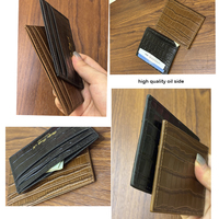 Porte-cartes de crédit en cuir véritable grain crocodile de qualité supérieure, ultra fin, mini portefeuille, logo personnalisé, MOQ 100