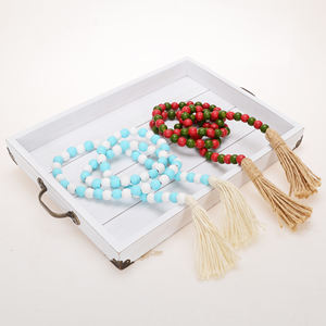 150cm bleu blanc perles de bois Boho décoration rustique pour la maison - Product Image 5