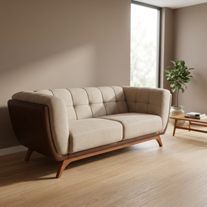 Modern Minimalist 3 Seater Fabric <b>Sofa</b> with Solid <b>Wood</b> Frame for Living Room Furniture - Product Image 3