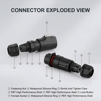 Connecteur circulaire tout plastique CNLINKO LP12 M12, étanche IP68, avec connecteurs mâle et femelle Push-Pull