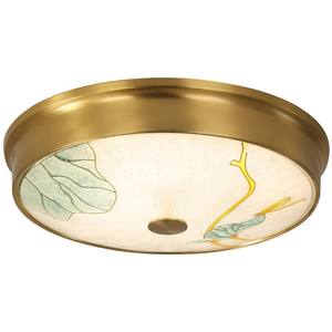 Plafonnier moderne minimaliste de style chinois en émail et finition tout cuivre pour bureau ou chambre principale - Product Image 3