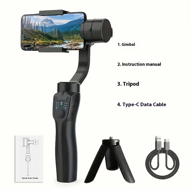 Professional Three-Axis Gimbal Phone Stabilizer F8 Anti-Shake Tripod for Live Streaming Vlog Shooting No App Download Needed