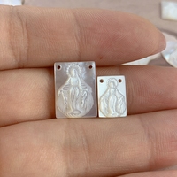 Vintage DIY Bijoux Gravé Blanc Nacre Coquillage Religieux Jésus Vierge Marie Charme Pendentif
