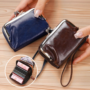 Cartera de mujer vintage con cierre de beso, gran capacidad, tarjetero tipo acordeón, monedero corto, pulsera, venta al por mayor - Product Image 3