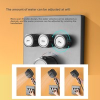 Ensemble de douche thermostatique moderne en cuivre encastré avec commande par bouton-poussoir, pommeau de douche carré à jets pulvérisés/massage/pluie, fixation murale