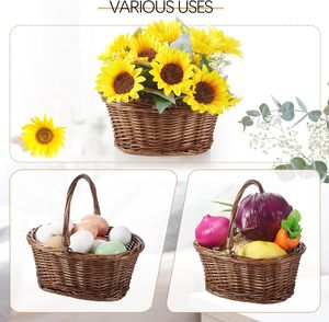 Ingrosso piccolo cesto di <span class=keywords><strong>vimini</strong></span> con maniglia cesti per ragazze di fiori per matrimoni uova di caramelle da Picnic salice ovale intrecciato intrecciato - Product Image 4
