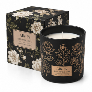Bougie parfumée AIKUN en cire de soja naturelle, aromathérapie, cadeau prêt à offrir, pot en verre rond de 7 oz, avec boîte imprimée, pour la décoration de la chambre - Product Image 2