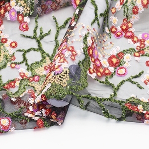 2022 nuovo tessuto multicolore floreale in Tulle con ricamo paillettes lavorato a maglia per la casa per ragazzi e abiti da sera da sposa - Product Image 6