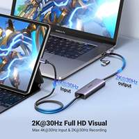 UGREEN kartu penangkap Video USB C, Capture Card USB C 1080P 60FPS 2K @ 30Hz Tipe C ke USB-A/C Input USB 3.0 mendukung 100W pengisian daya Cepat