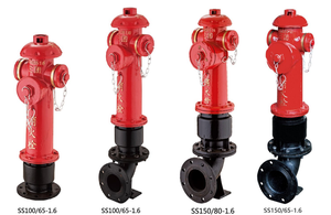 Hydrant d'incendie en fonte rouge avec capuchons et chaînes argentés, équipement de lutte contre l'incendie durable pour l'extérieur, incendies de classe A et B - Product Image 2