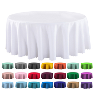 Nappe ronde blanche de 90 pouces personnalisée nappe solide en polyester lavable 170gsm - Product Image 1