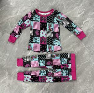 2 шт., детские пижамы из бамбукового 5% спандекса с принтом на заказ, пижамы с длинными рукавами, пижамы, комплекты одежды - Product Image 2