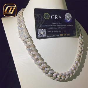 สร้อยคอแบบ Cuban Link ชุบเพชร Moissanite 14 มม. VVS  วัสดุเงินแท้ 925  สำหรับฮิปฮอป  ผ่านการทดสอบเพชร  เครื่องประดับคุณภาพสูง - Product Image 6