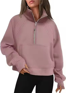 Sweat-shirt Jogger Oversize Court en Coton Polaire Chaud avec Demi-Zip et Patchwork Personnalisé – Vente en Gros - Product Image 2